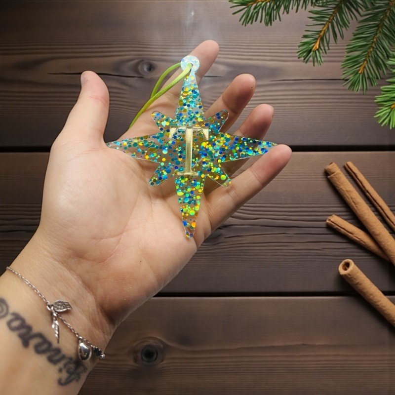 ESTRELLA METACRILATO CONFETI CON INICIAL
