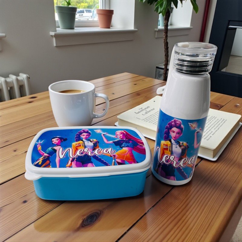 PACK FIAMBRERA + BOTELLA ASA DE SILICONA LAS GUERRERAS K-POP MODELO 2