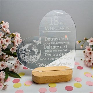 LÁMPARA CORAZON 18 CUMPLEAÑOS