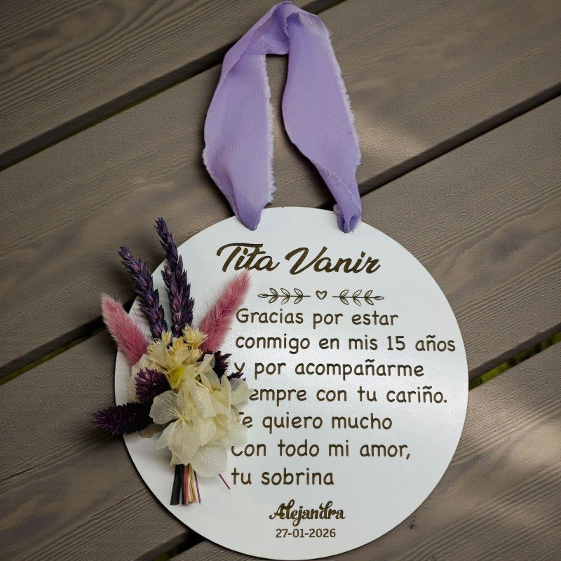 PLACA CON RAMILLETE Y FRASE