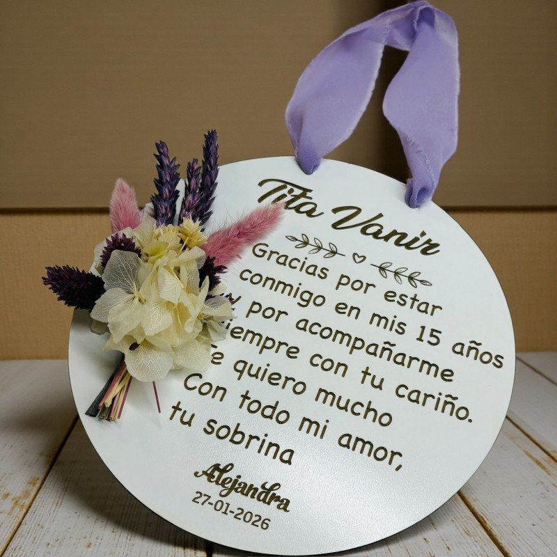 PLACA CON RAMILLETE Y FRASE
