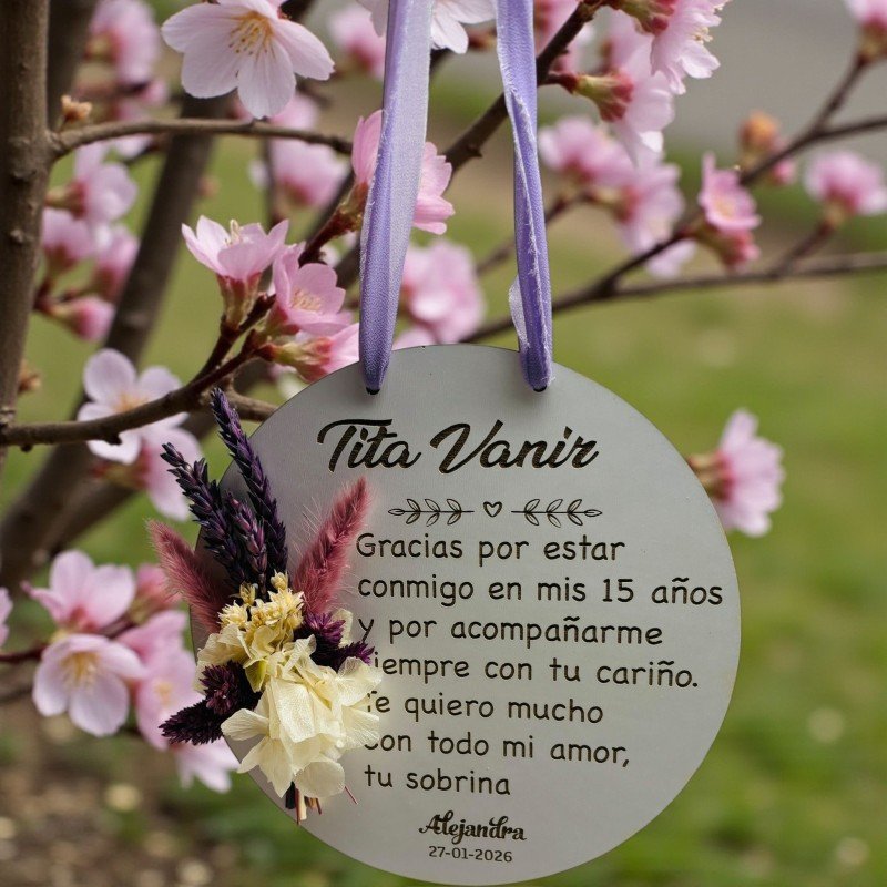 PLACA CON RAMILLETE Y FRASE