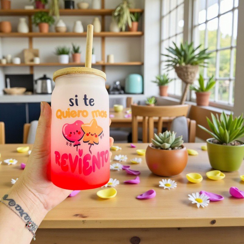 VASO COLOR SI TE QUIERO MAS REVIENTO
