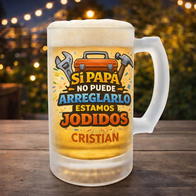 JARRA CERVEZA PAPÁ ESTAMOS JODIDOS
