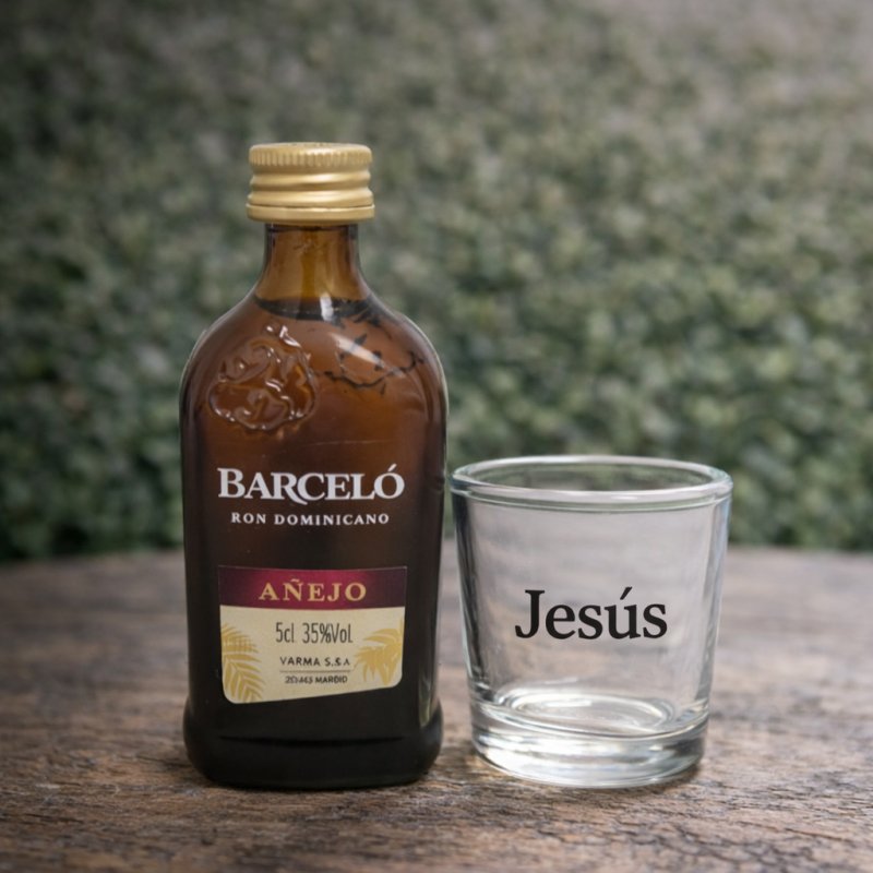 MINIATURA CON ALCOHOL + VASO DE CHUPITO