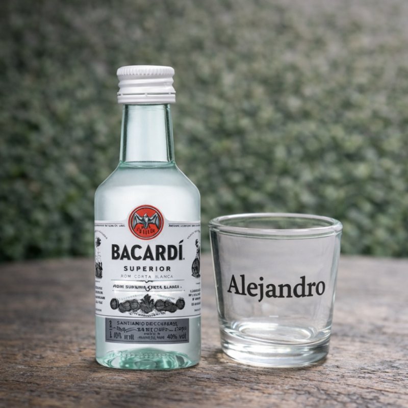 MINIATURA CON ALCOHOL + VASO DE CHUPITO