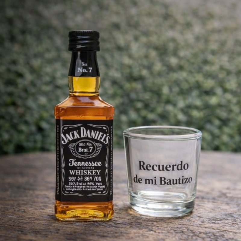 MINIATURA CON ALCOHOL + VASO DE CHUPITO