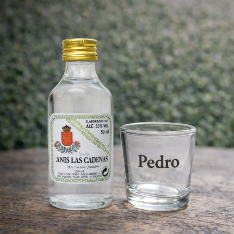 MINIATURA CON ALCOHOL + VASO DE CHUPITO