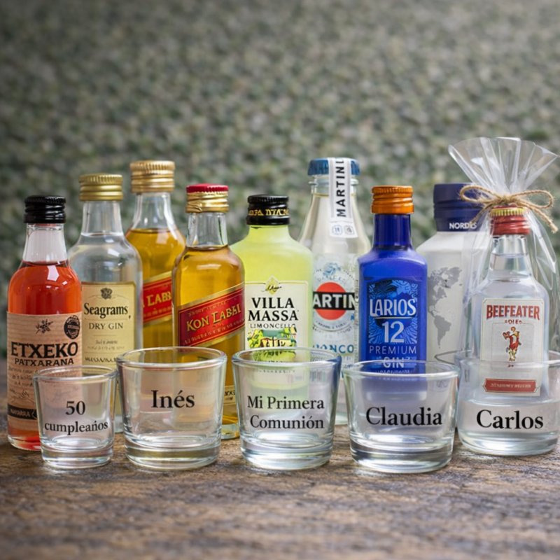 MINIATURA CON ALCOHOL + VASO DE CHUPITO