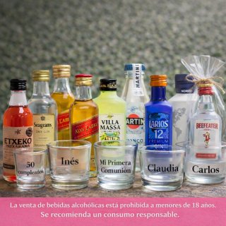 MINIATURA CON ALCOHOL + VASO DE CHUPITO