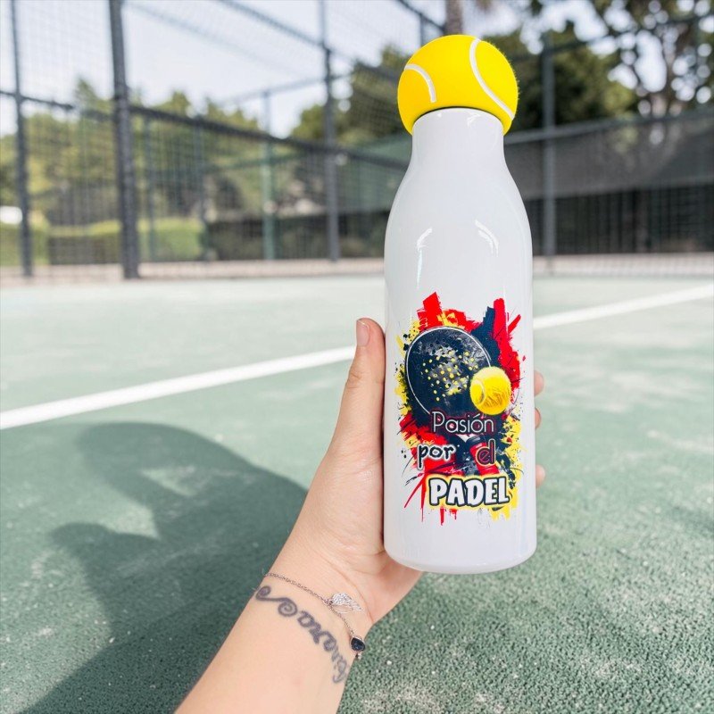 BOTELLA PASIÓN POR EL PÁDEL TAPON TENIS