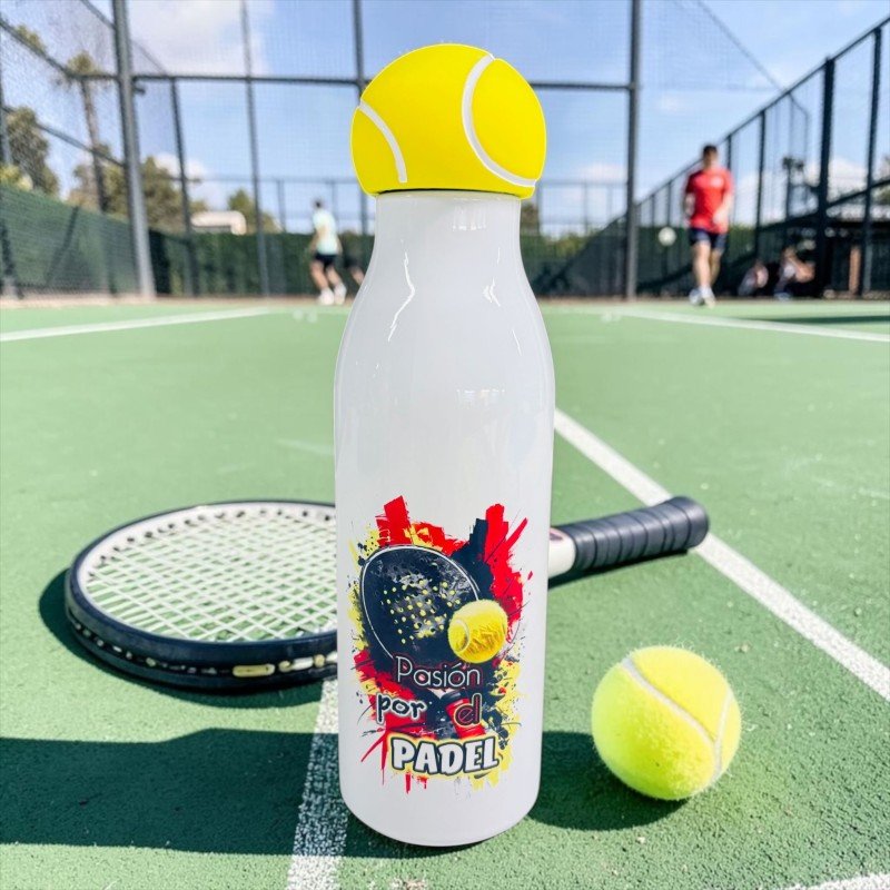 BOTELLA PASIÓN POR EL PÁDEL TAPON TENIS