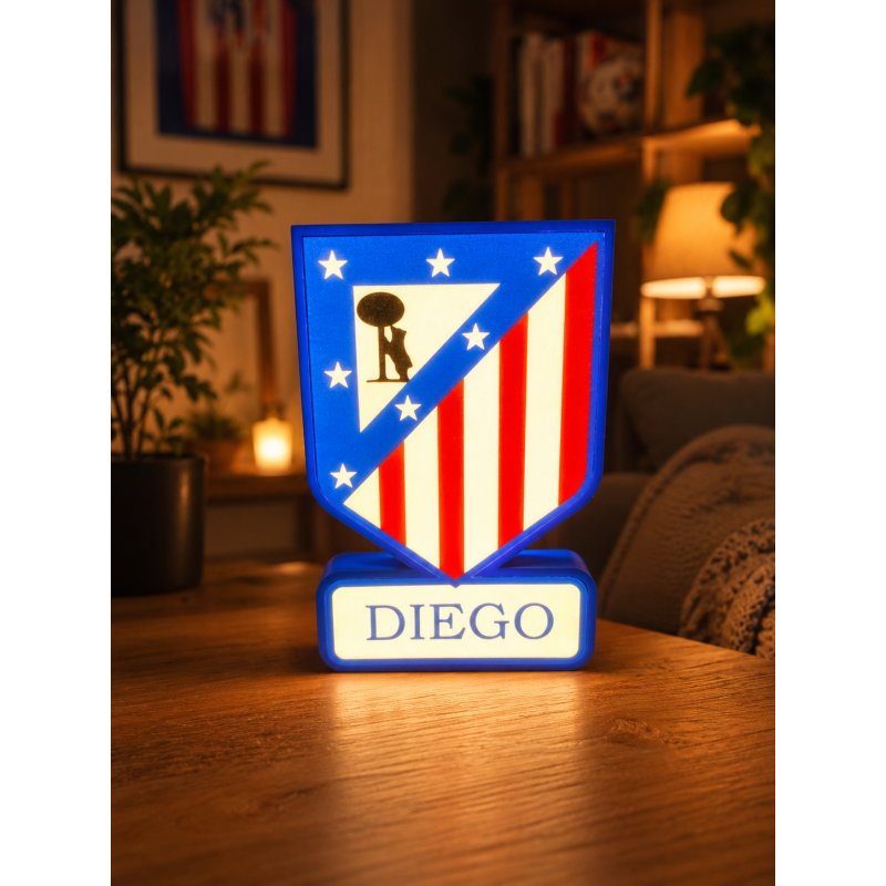 LÁMPARA 3D ESCUDO ATLÉTICO DE MADRID