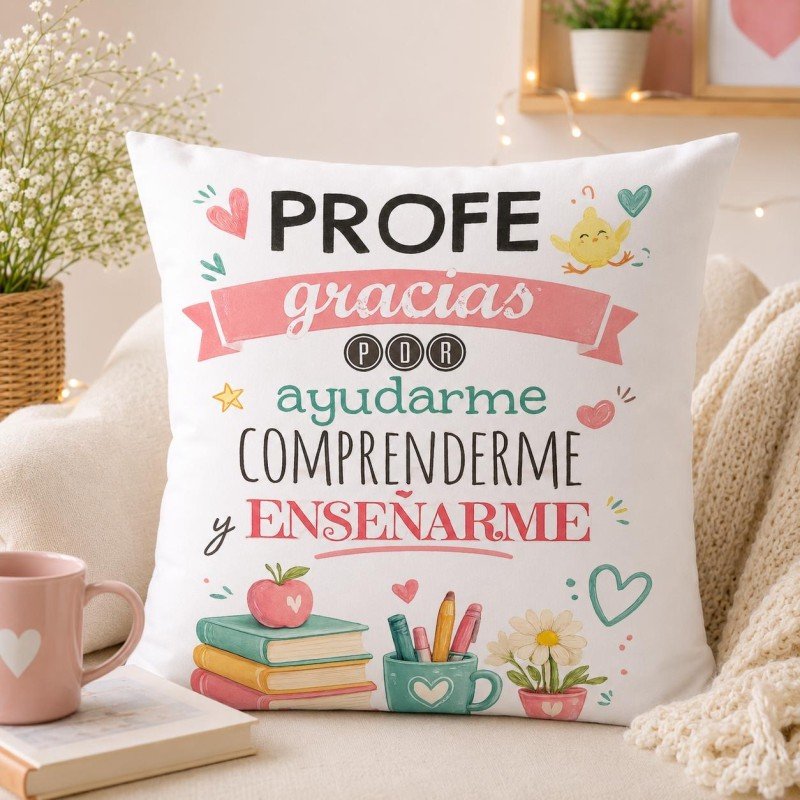 COJÍN PROFE GRACIAS POR ENSEÑARME