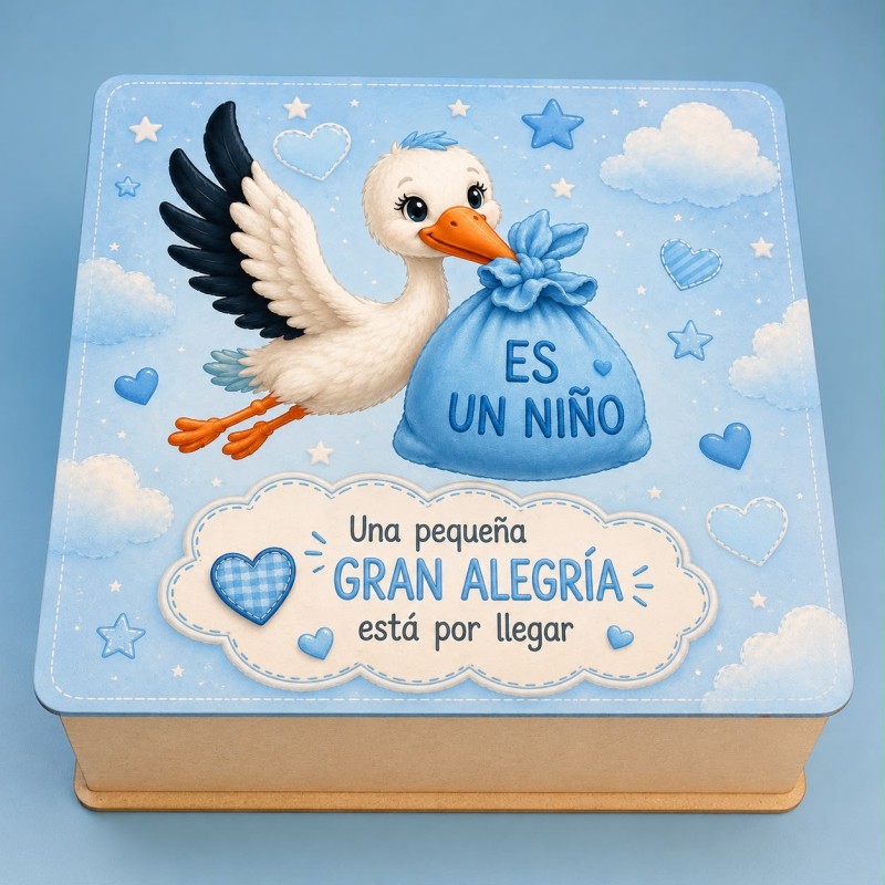 CAJA CIGÜEÑA ROSA O AZUL