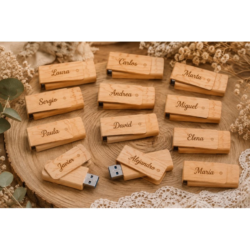 MEMORIA USB 16 GB BAMBÚ CON NOMBRE