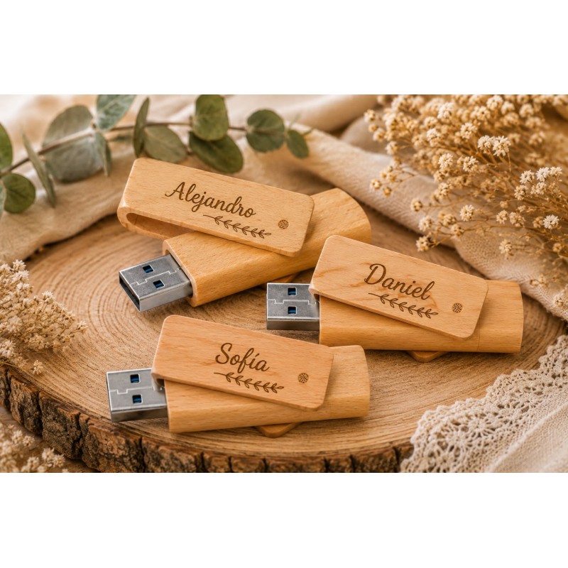 MEMORIA USB 16 GB BAMBÚ CON NOMBRE