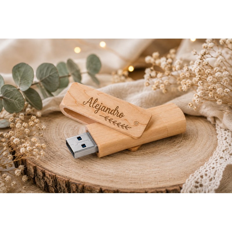 MEMORIA USB 16 GB BAMBÚ CON NOMBRE