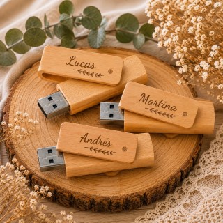 MEMORIA USB 16 GB BAMBÚ CON NOMBRE