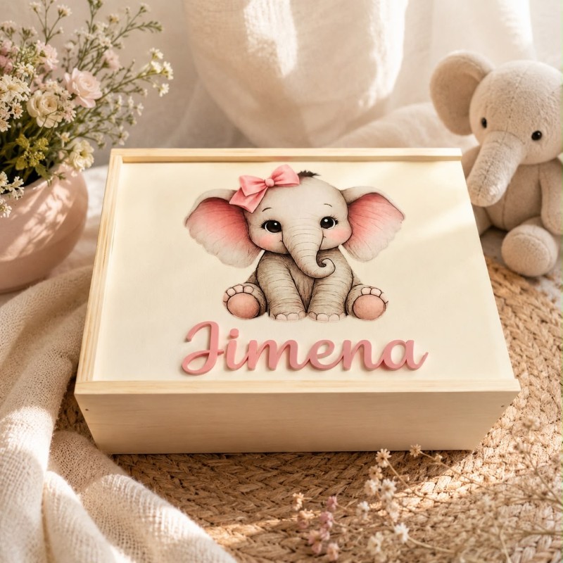 CAJA MADERA TAPA DESLIZANTE ANIMALITOS