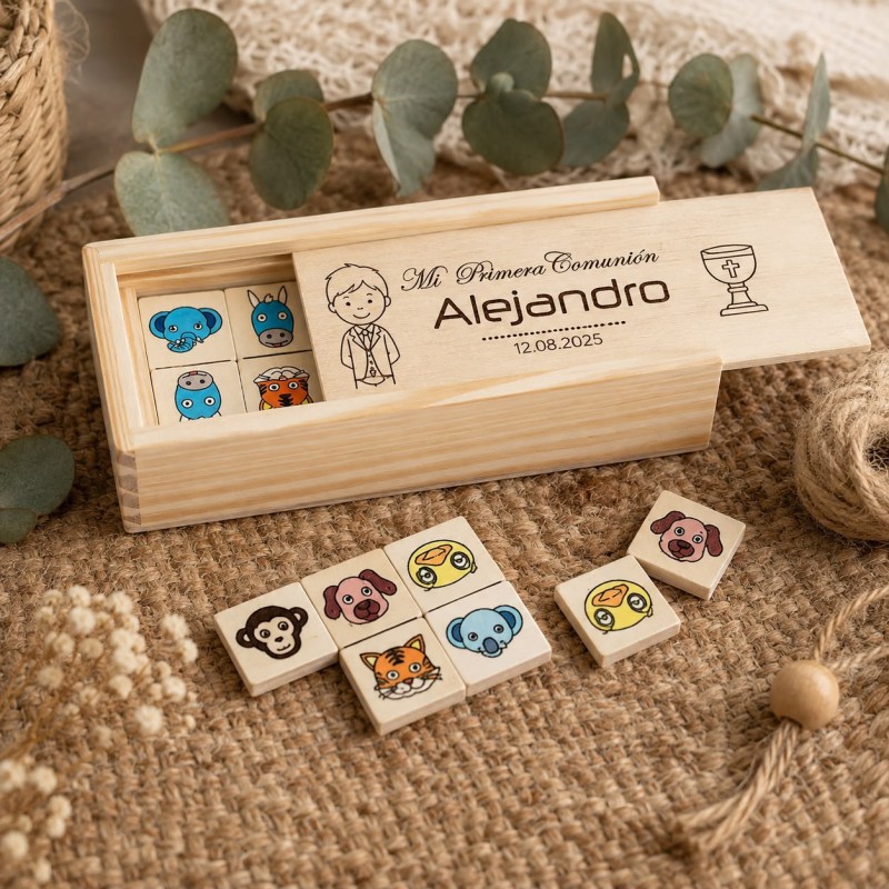 DOMINÓ ANIMALITOS MADERA COMUNIONES