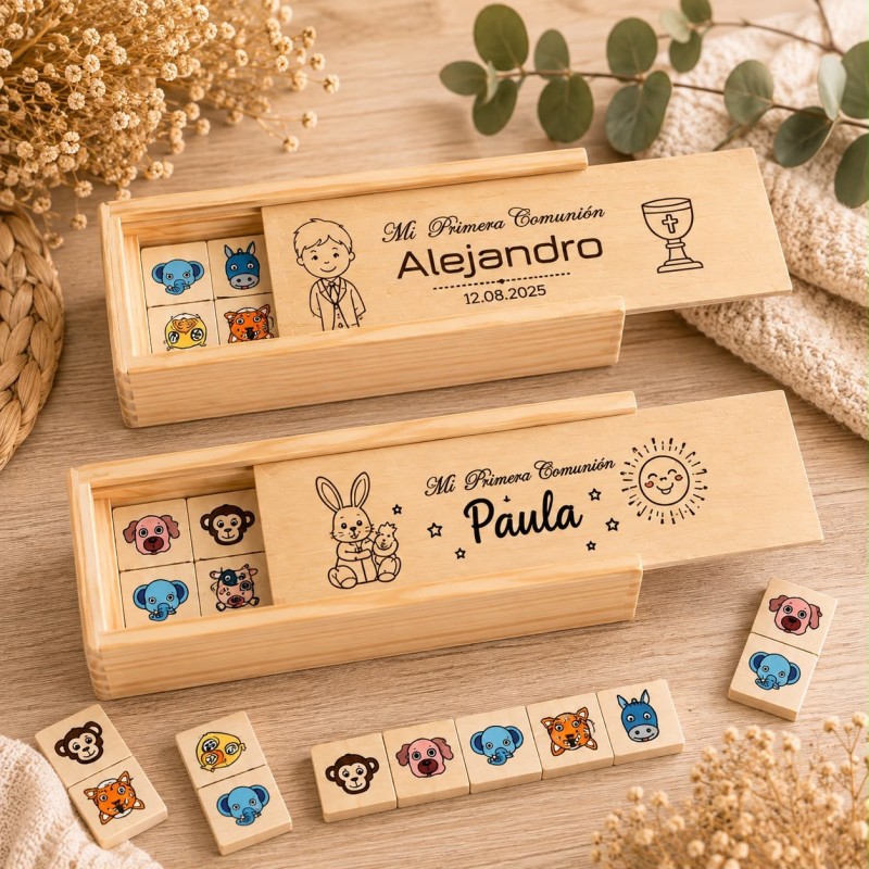 DOMINÓ ANIMALITOS MADERA COMUNIONES