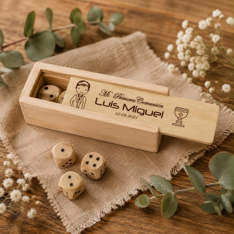 JUEGO DE DADOS MADERA COMUNIONES