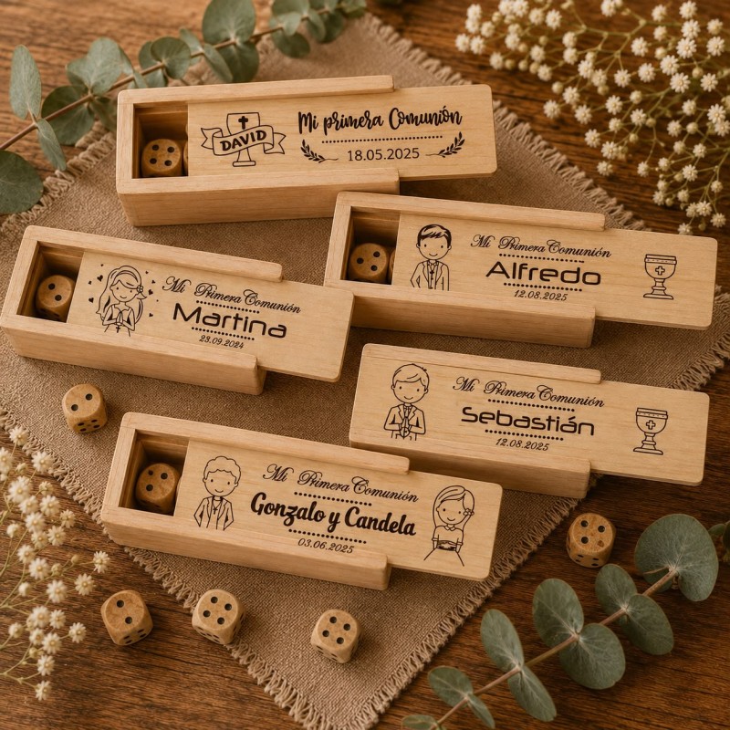JUEGO DE DADOS MADERA COMUNIONES