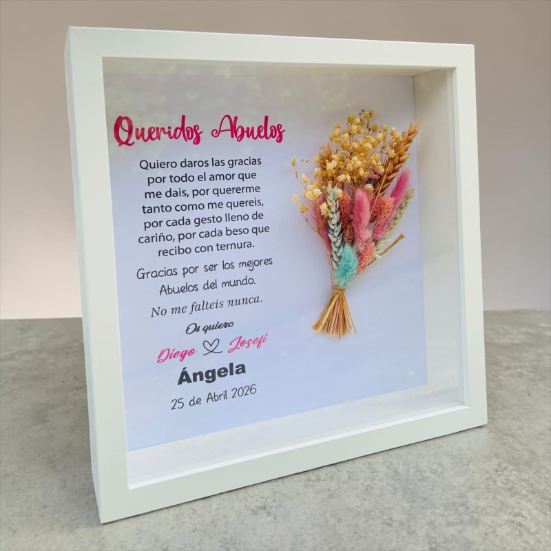 CUADRO PERSONALIZADO CON RAMILLETE PRESERVADO