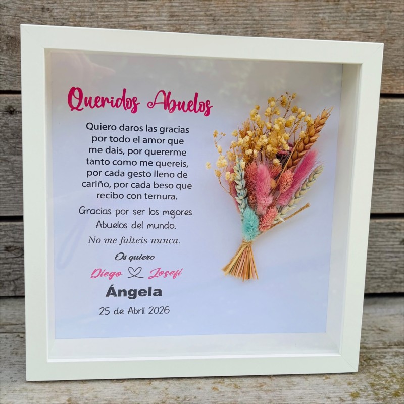 CUADRO PERSONALIZADO CON RAMILLETE PRESERVADO