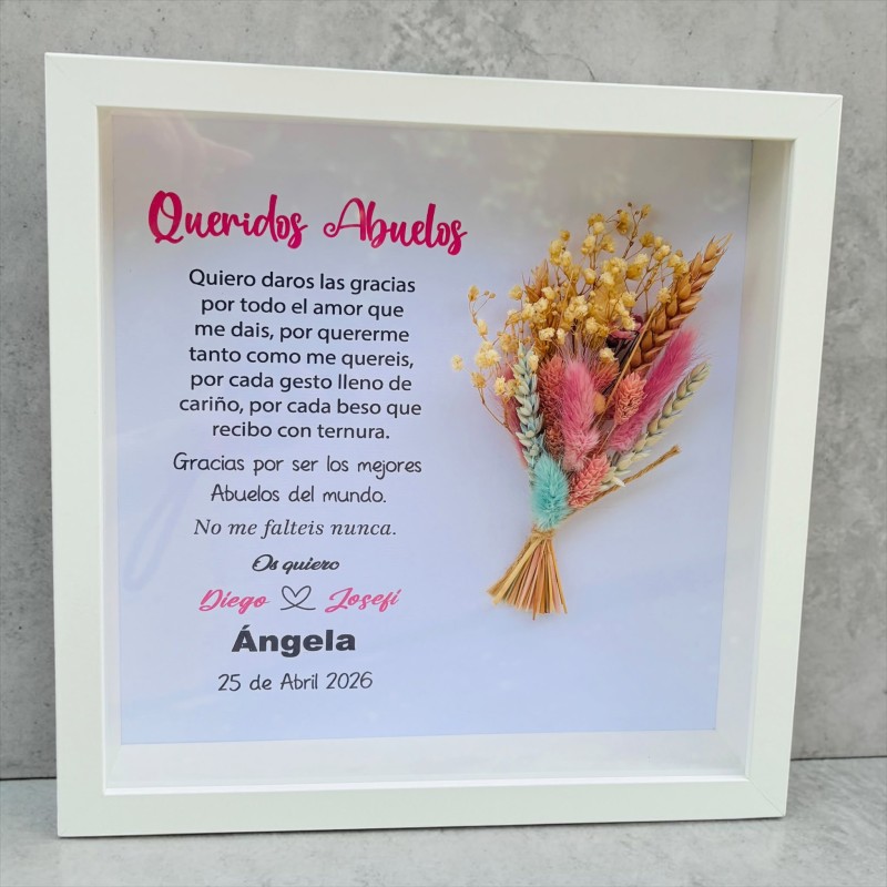 CUADRO PERSONALIZADO CON RAMILLETE PRESERVADO