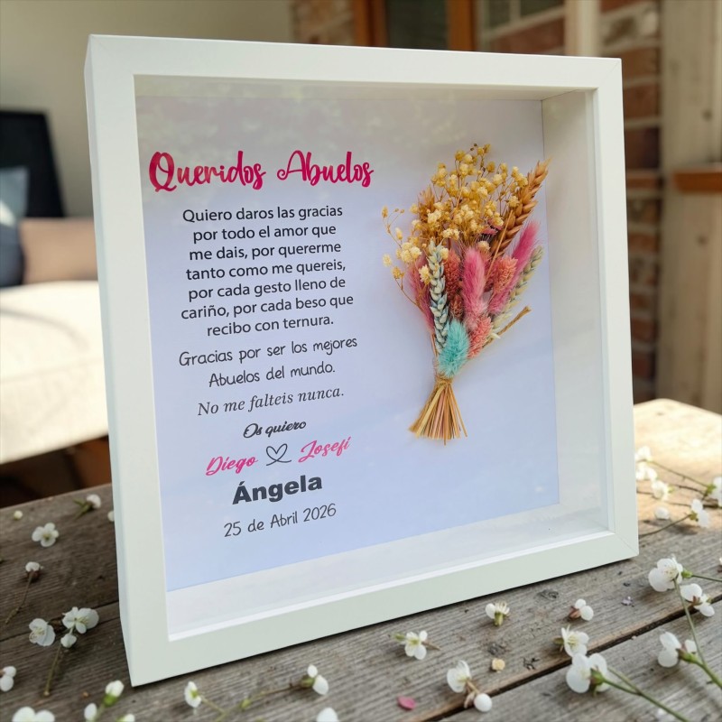 CUADRO PERSONALIZADO CON RAMILLETE PRESERVADO