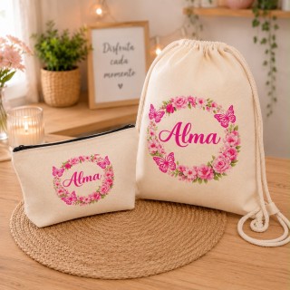 TALEGA + NECESER ARO FLORAL ROSA
