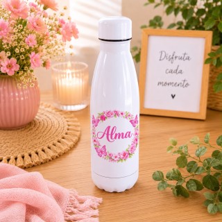 BOTELLA ARO FLORAL ROSA