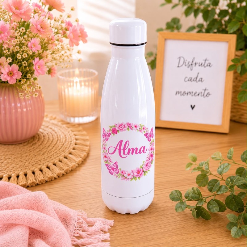 BOTELLA ARO FLORAL ROSA