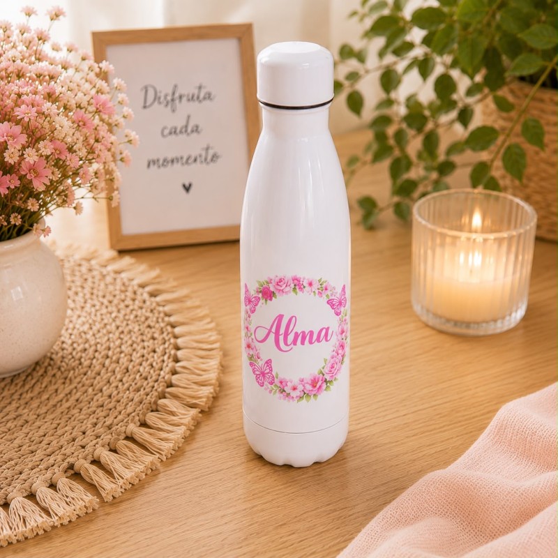 BOTELLA ARO FLORAL ROSA