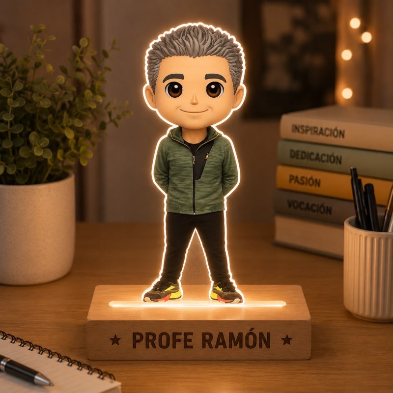 LÁMPARA FUNKO CON BASE DE MADERA PROFES