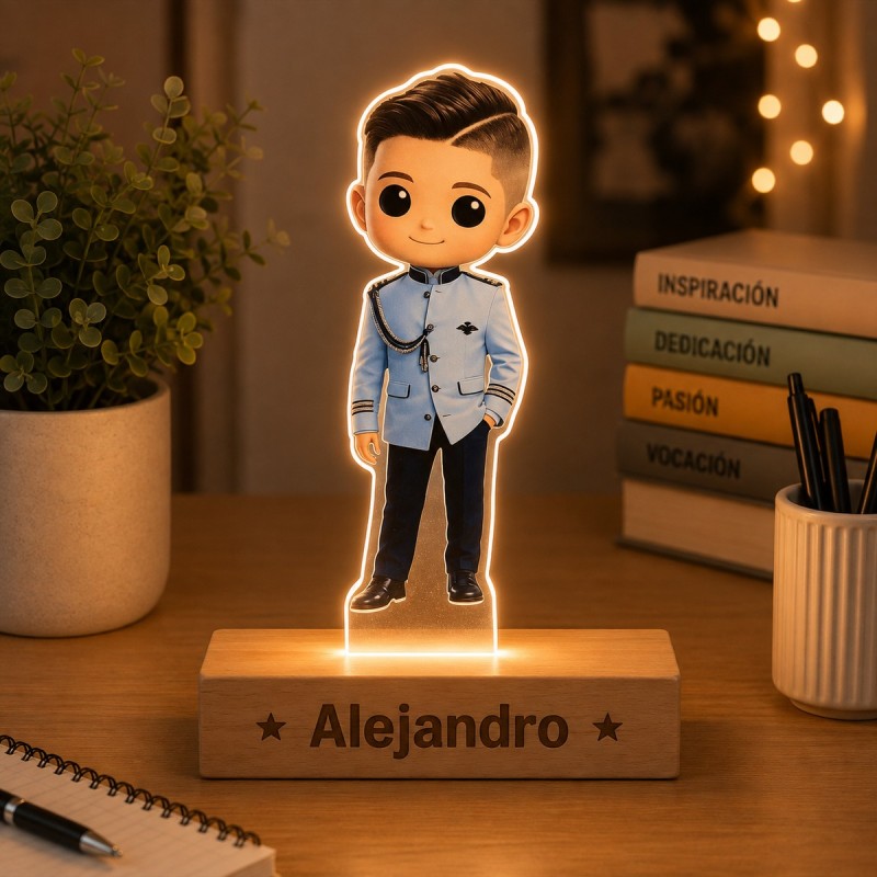 LÁMPARA FUNKO CON BASE DE MADERA MI PRIMERA COMUNIÓN