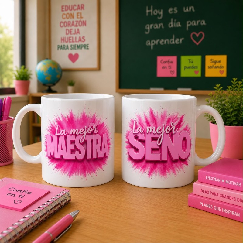 TAZA ROSA LA MEJOR MAESTRA O SEÑO