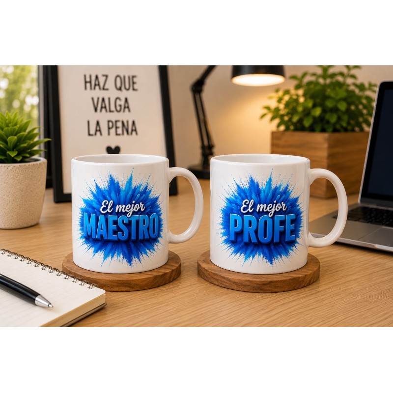 TAZA AZUL EL MEJOR MAESTRO O PROFE