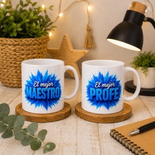 TAZA AZUL EL MEJOR MAESTRO O PROFE