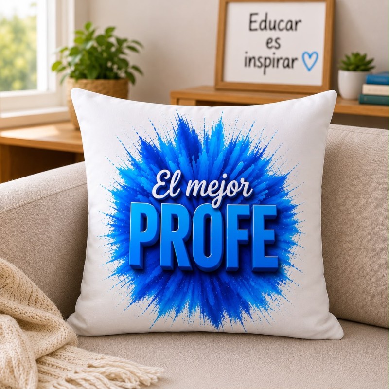 COJÍN AZUL EL MEJOR MAESTRO O PROFE
