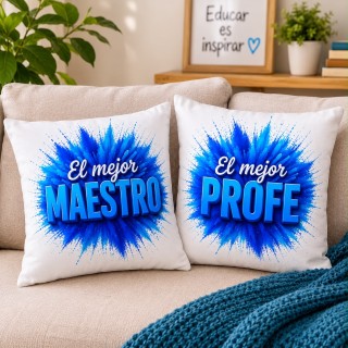 COJÍN AZUL EL MEJOR MAESTRO O PROFE