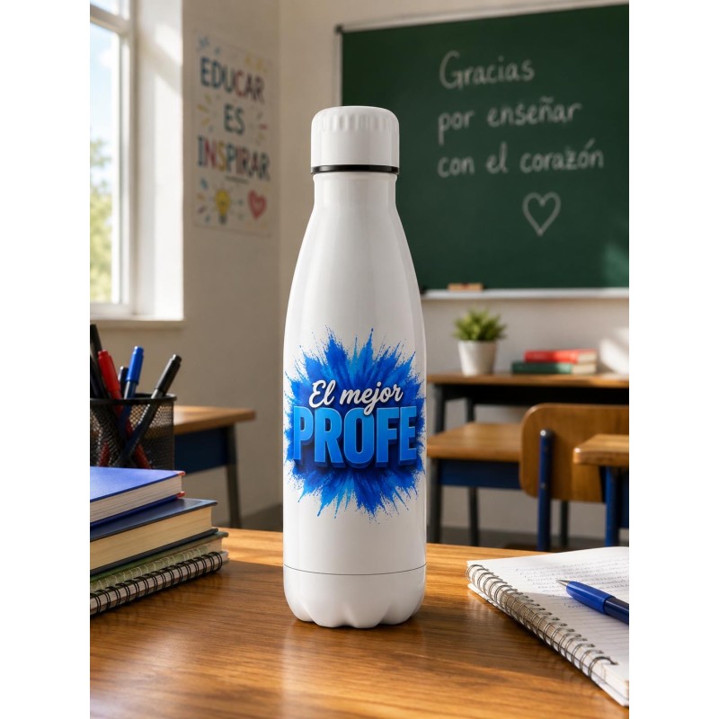 BOTELLA AZUL EL MEJOR MAESTRO O PROFE