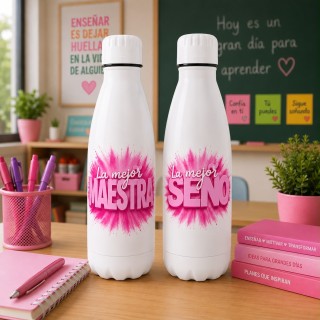 BOTELLA ROSA LA MEJOR MAESTRA O SEÑO