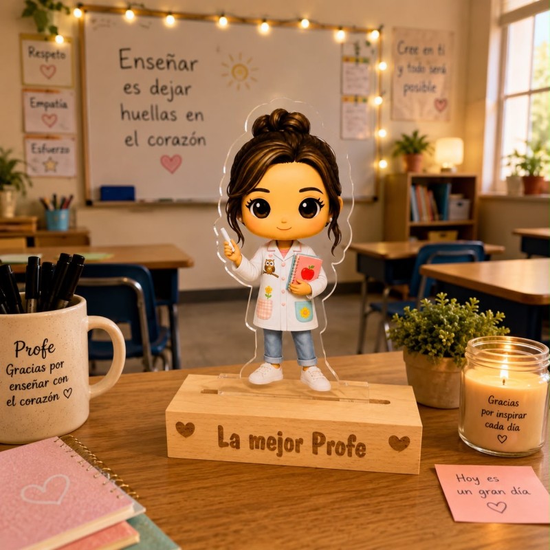 LÁMPARA FUNKO CON BASE DE MADERA PROFES