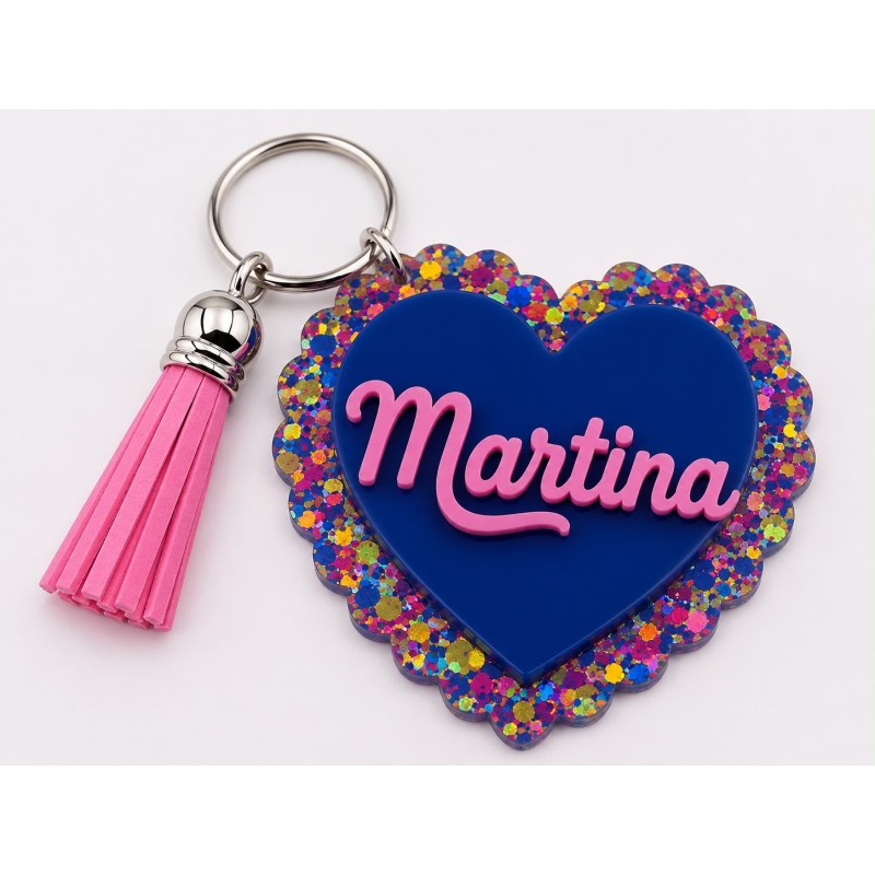 LLAVERO CORAZÓN CONFETI