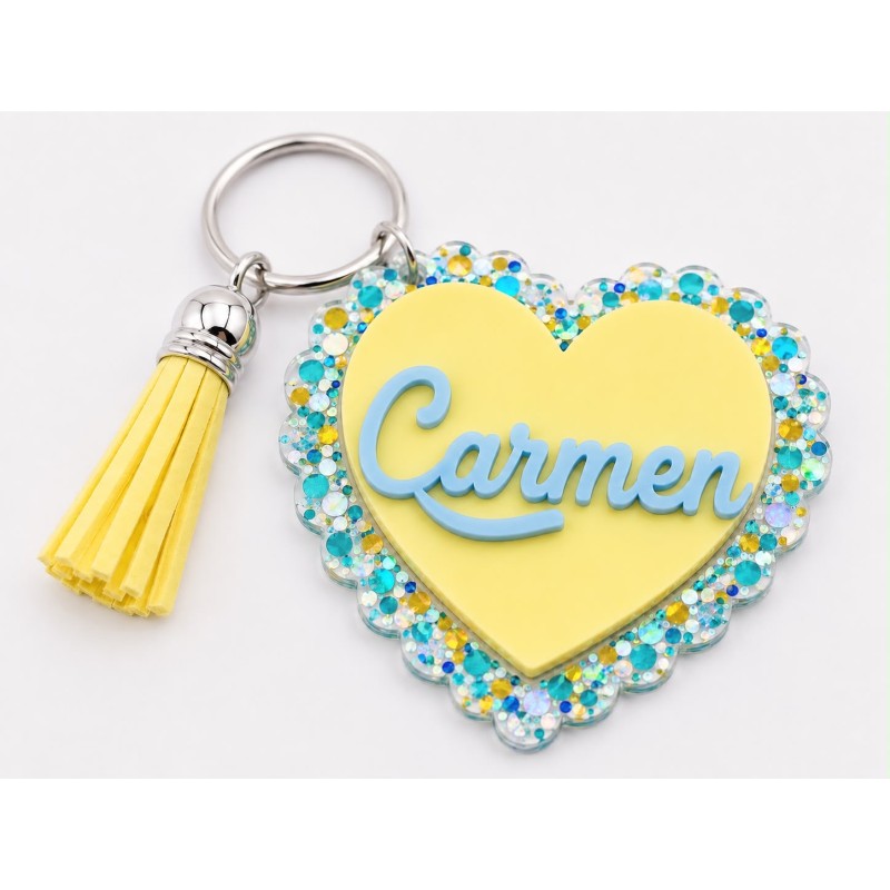 LLAVERO CORAZÓN CONFETI