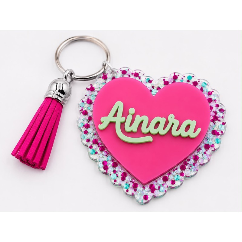 LLAVERO CORAZÓN CONFETI