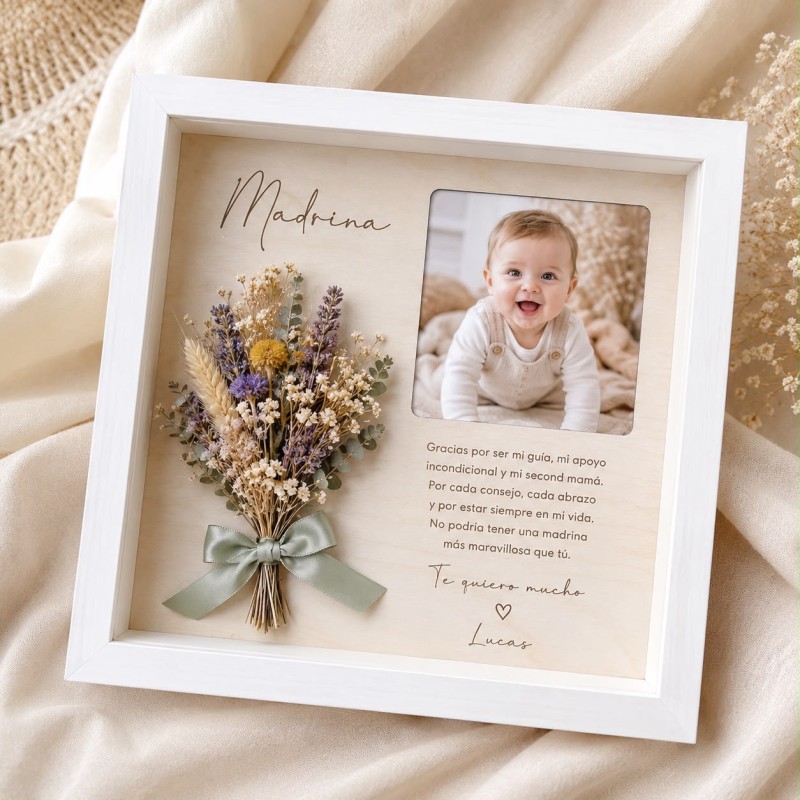 CUADRO CON RAMILLETE Y FOTO PERSONALIZADO